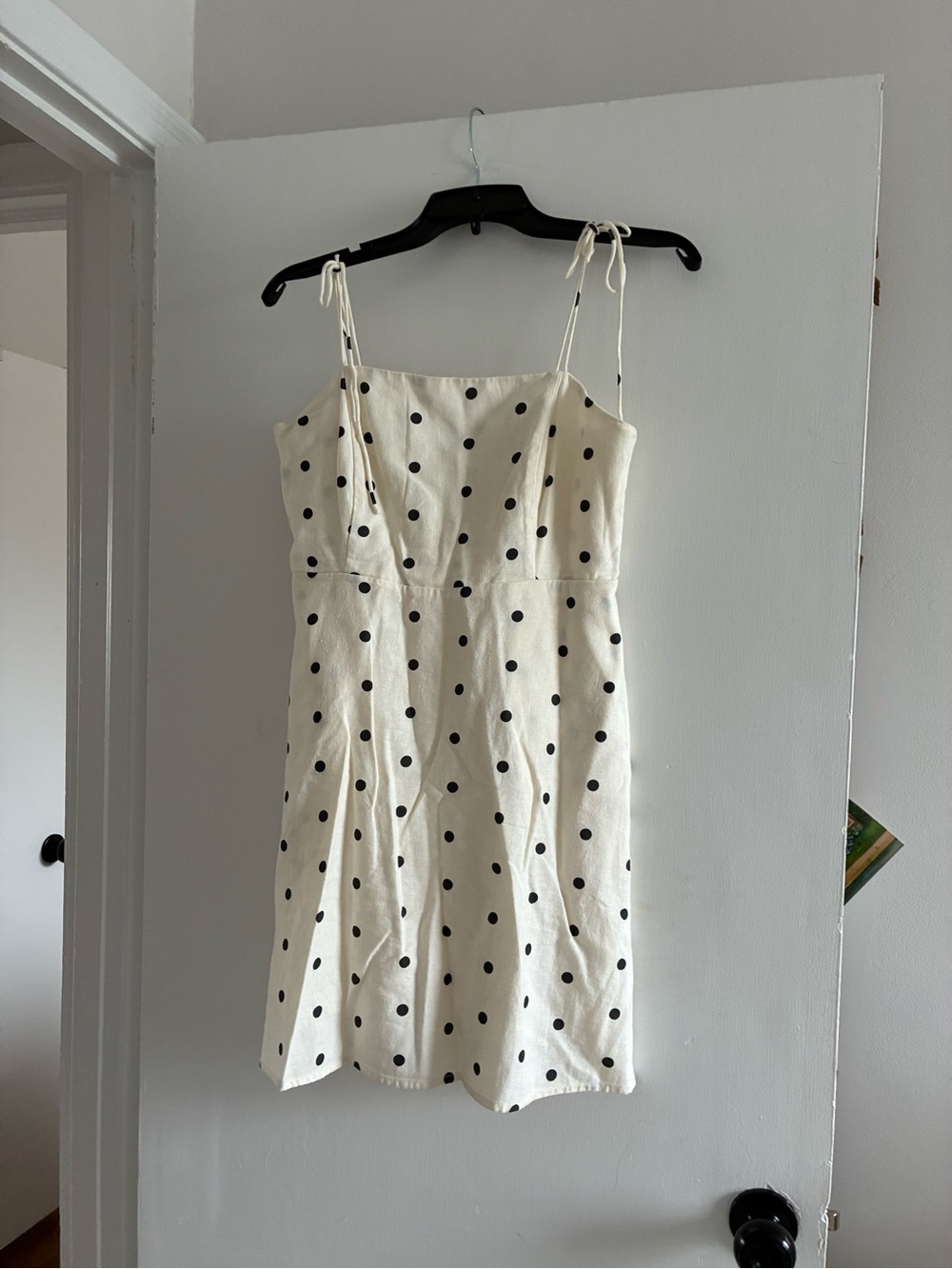 Old Navy Cream Polka Dot Tie-Strap Mini Dress
